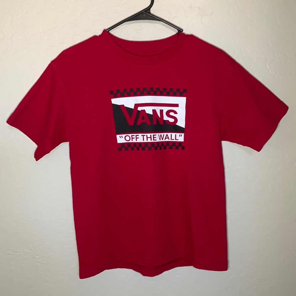 Vans Off The Wall Women's Graphic Tee Logo Skate Crew Trendy Red T-Shirt Size L